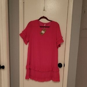 Lily Fuchsia Ruffle Sleeve Tunic